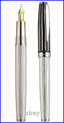 Xezo Handcrafted Solid 925 Sterling Silver Fountain Pen, Medium Nib. LE 250. New