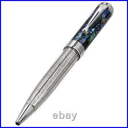 Xezo Maestro 925 Sterling Silver/Abalone Ballpoint Pen, Med Tip. Platinum Plated