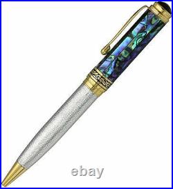 Xezo Maestro 925 Sterling Silver & Sea Shell Ballpoint Pen, 18k Gold Pltd. LE