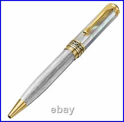 Xezo Maestro White Mother of Pearl Ballpoint Pen, Medium Point. 18k Gold Plated
