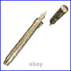 YARD O LED Viceroy Victorian Pocket 18K Fountain Pen M Nib Sterling Silver