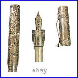 YARD O LED Viceroy Victorian Pocket 18K Fountain Pen M Nib Sterling Silver