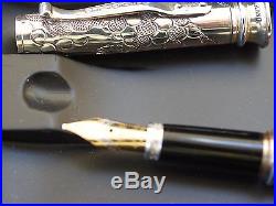 Yard-O-Led Limited Edition Imperial Dragon Engraved Sterling Silver Fountain Pen