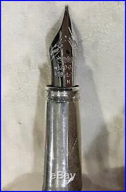 Yard-O-Led Viceroy Victorian Sterling Silver Fountain Pen 18K Nib Original Box M